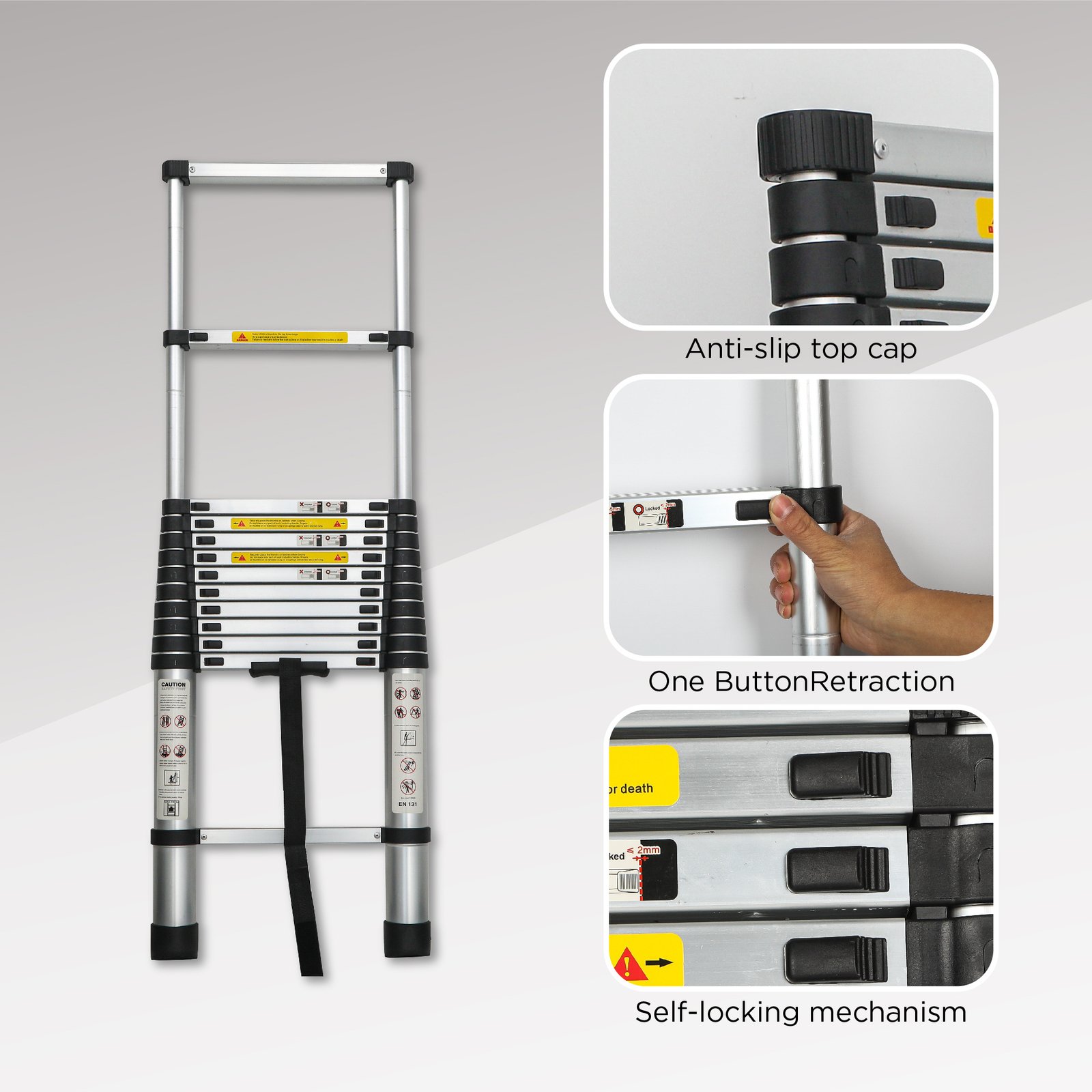 Aluminum Telescoping Ladder For Outdoor Work - Image 7