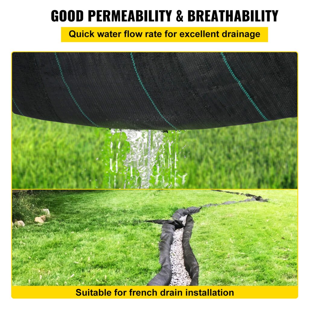 VEVOR Geotextile Fabric, 12.5 X 50 Ft 3.5oz Woven PP Driveway Drain Cloth W 600lbs Tensile Strength, Heavy Duty Underlayment For Soil Stabilization, Landscaping, Weed Barrier, 12.5FT50FT-3.5OZ, Black