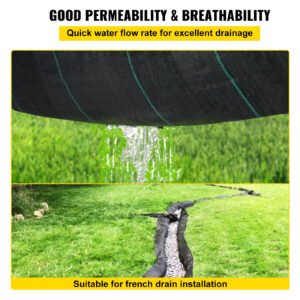 VEVOR Geotextile Fabric, 12.5 X 50 Ft 3.5oz Woven PP Driveway Drain Cloth W 600lbs Tensile Strength, Heavy Duty Underlayment For Soil Stabilization, Landscaping, Weed Barrier, 12.5FT50FT-3.5OZ, Black - Image 7