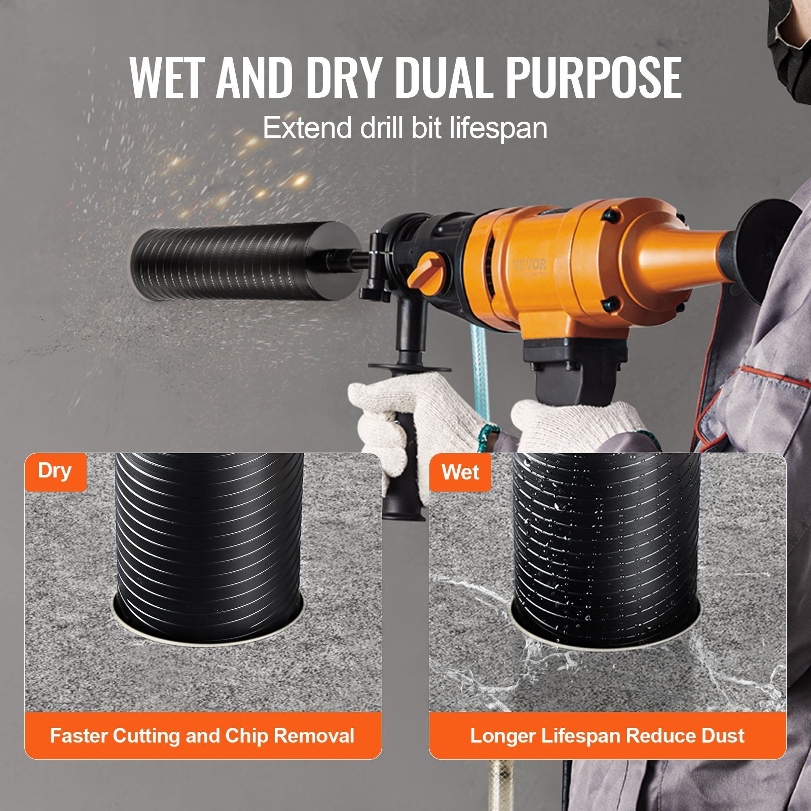 Core Drill Bit, 4' Wet/Dry Diamond Core Drill Bits For Brick And Block, Concrete Core Drill Bit With Pilot Bit Adapter And Saw Blade, 9.5' Drilling Depth, 5/8'-11 Inner Thread, Laser Welding - Image 4