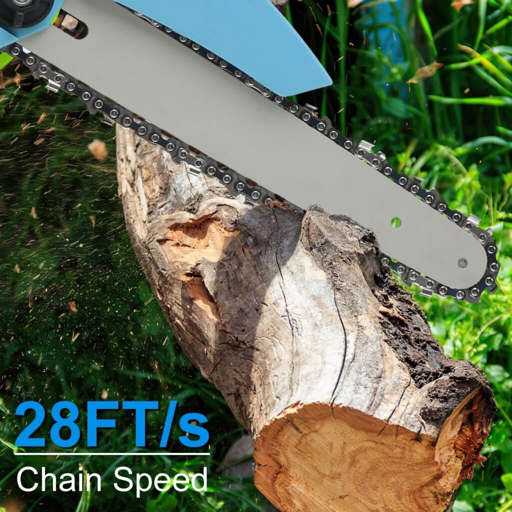 1Set Electric Mini Chainsaw Portable Handheld Cordless Small Chain Saw Battery Powered With 2Pcs 1200mAh Rechargeable Batteries 8in Chains Gloves Goggles For Pruning Trees Wood Cutting