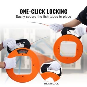 Fish Tape Wire Cable Line Puller 100 Ft 1/4 In PET With High Plastic Case - Image 4