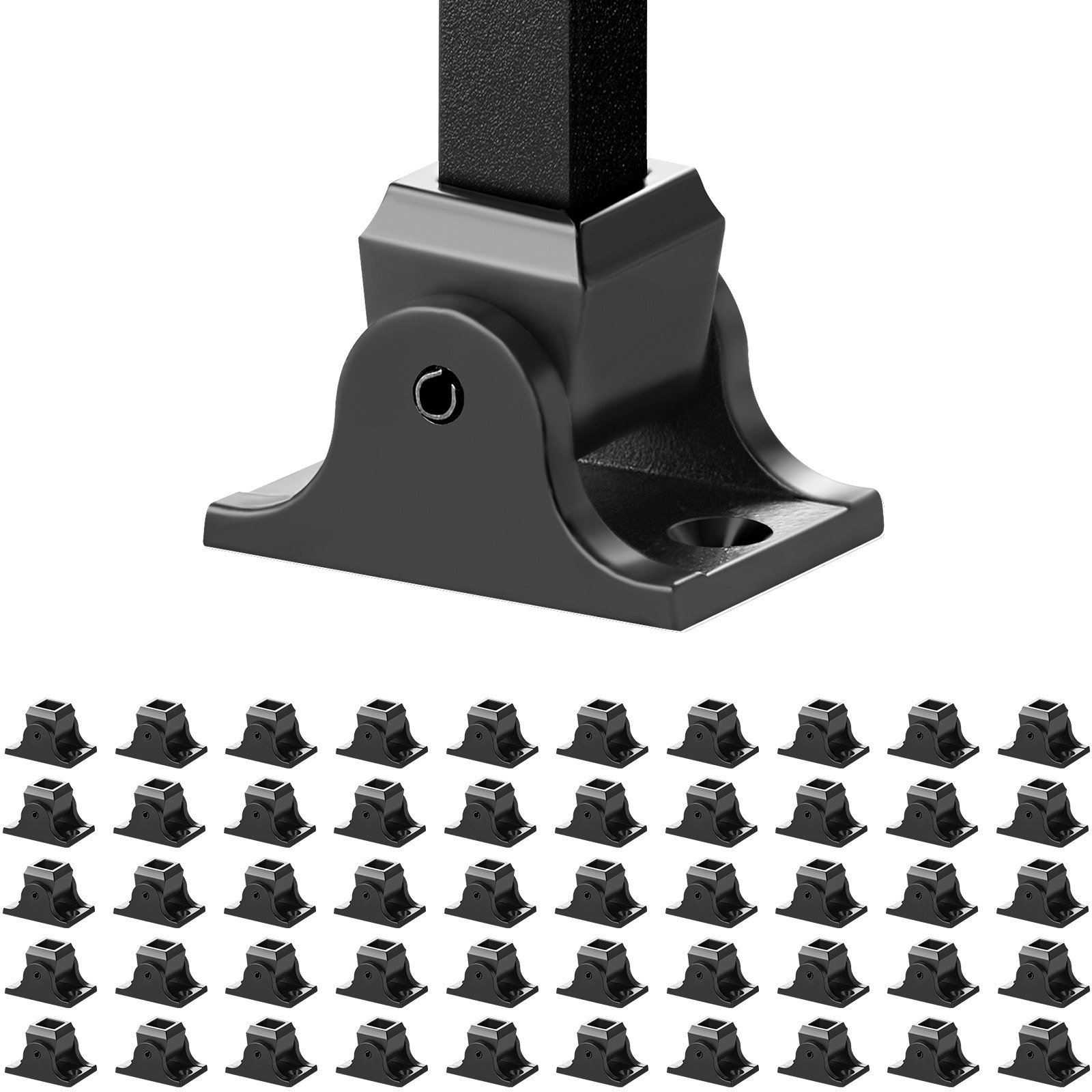 Aluminum Alloy Baluster Shoes Square Balusters Baluster Wrought Spindles For Staircase Slant Shoes With Screw Holes For Use With 1/2 Inch Staircase Balusters, Spray Coated Black (50 Pcs) - Image 1