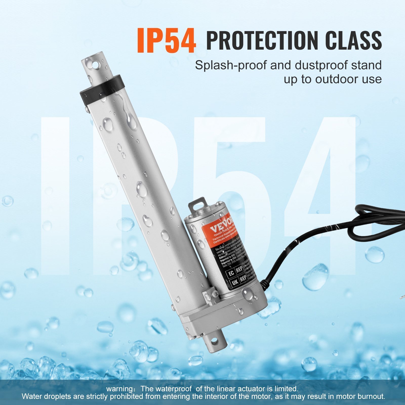 12V Linear Actuator - 6 Inch Stroke, High Load Capacity 330lbs With Mounting Bracket And IP54 Protection - Image 5