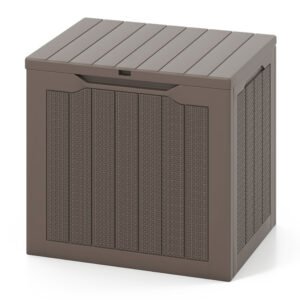 Outdoor Storage Box 25 Gallon Deck Box With Lockable Lid And Wicker-woven Texture For Storage Bin, Side Table Or Bench - Image 12