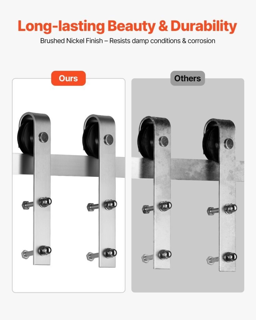 6FT Sliding Barn Door Hardware Kit For Single Sliding Barn Door Silver