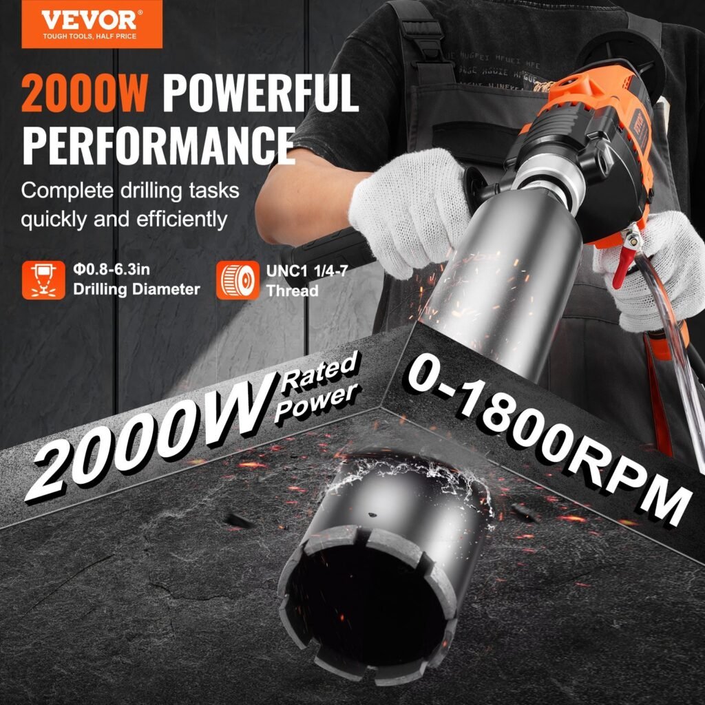 Core Drill Machine 0.8-6.3in Dia 2000W Handheld Core Drill Rig For Mixing