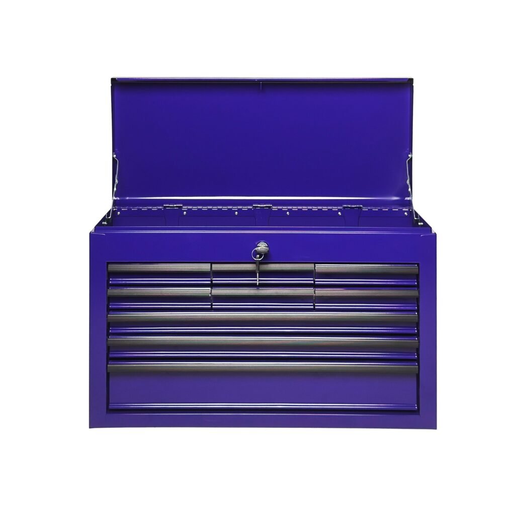 Heavy Duty Metal Tool Box, 24-inch, Portable Metal Tool Box with 9 Drawers, Small Tool Chest with EVA Liners, Ball Bearing Slide Drawers Locking & Powder Coated Finish, Multi-Function Tool Organizer
