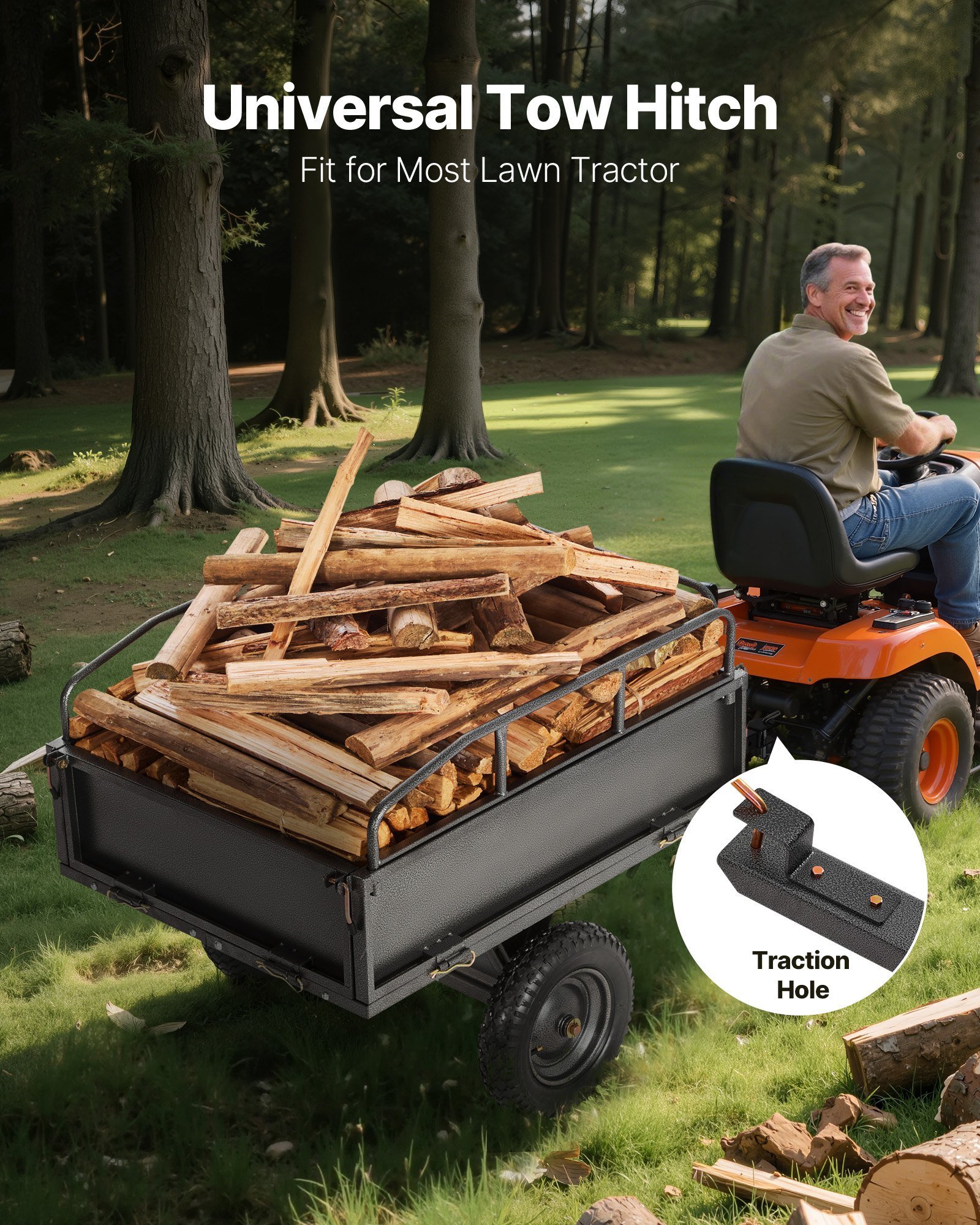 Steel Dump Cart 10 Cu. Ft 500LB For ATV/UTV Trailer Tow Behind Heavy Duty - Image 3