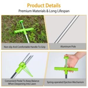 Weed Puller Twister Stand Up Root Removal Hand Tool 3 Claws Aluminum Grass Manual Remover 38.98in Long Handle With Foot Pedal - Image 3