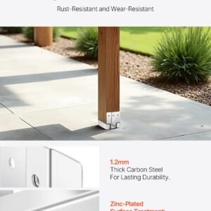 1 Pack 4x4 Post Base Bracket Post Anchor For Concrete Inner Size 3.53x3.56 In - Image 5
