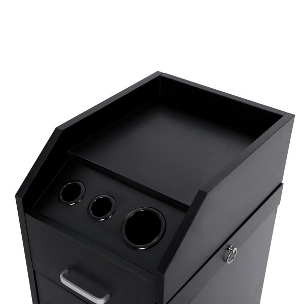 16mm Particle Board, ABS Tray,, Black Hair Salon Tool Cart