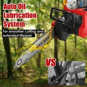 12-Inch Cordless Electric Chainsaw With 2 X 21V 1.5Ah/3.0Ah Batteries & Charger - Brushless Motor, Auto Oiler, Safety Switch For Tree Trimming, Wood Cutting, And Yard Maintenance - Image 5