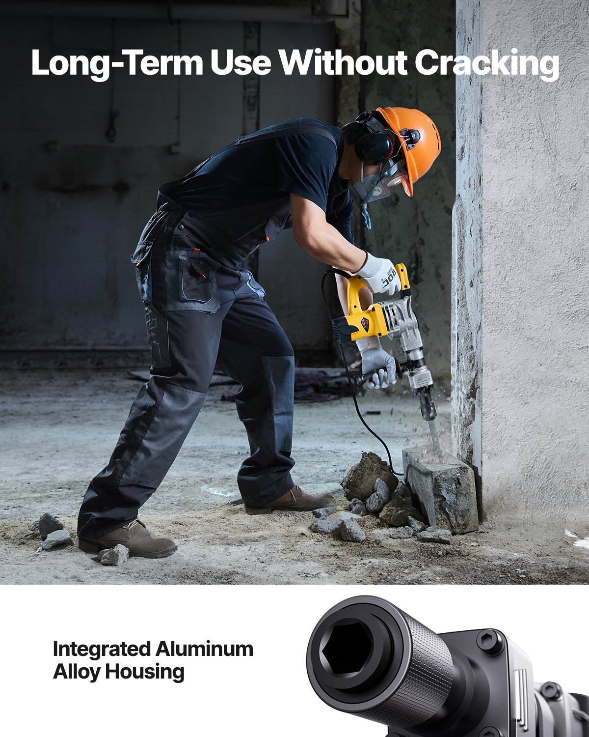 Demolition Jack Hammer Concrete Breaker 1400W Electric Hammer 2 Chisel Bit - Image 4