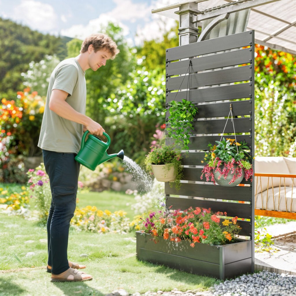 Trellis Planter for Climbing Plants, Raised Garden Bed with Trellis, Planter Box for Outdoor Garden, Black