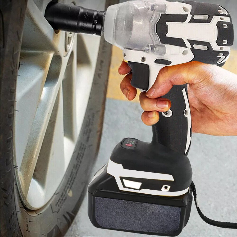 1000Nm 1-2in  Electric Cordless Impact Wrench Drill Gun - 2 Battery Ratchet Driver