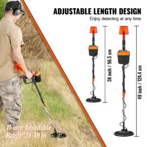 Metal Detector For Adults & Kids, 8 Inch Waterproof Search Coil With High Accuracy Pointer Display, Adjustable 38''-49'' Gold Detector, Lightweight Aluminum Stem For Detecting Gold Treasure - Image 5