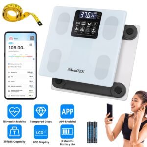Smart Digital Scale For Body Weight High Accuracy BMI Weight Scale Full Body Composition Analysis Sync With APP 4mm Tempered Glass 397LBS Capacity LCD Display - Image 1
