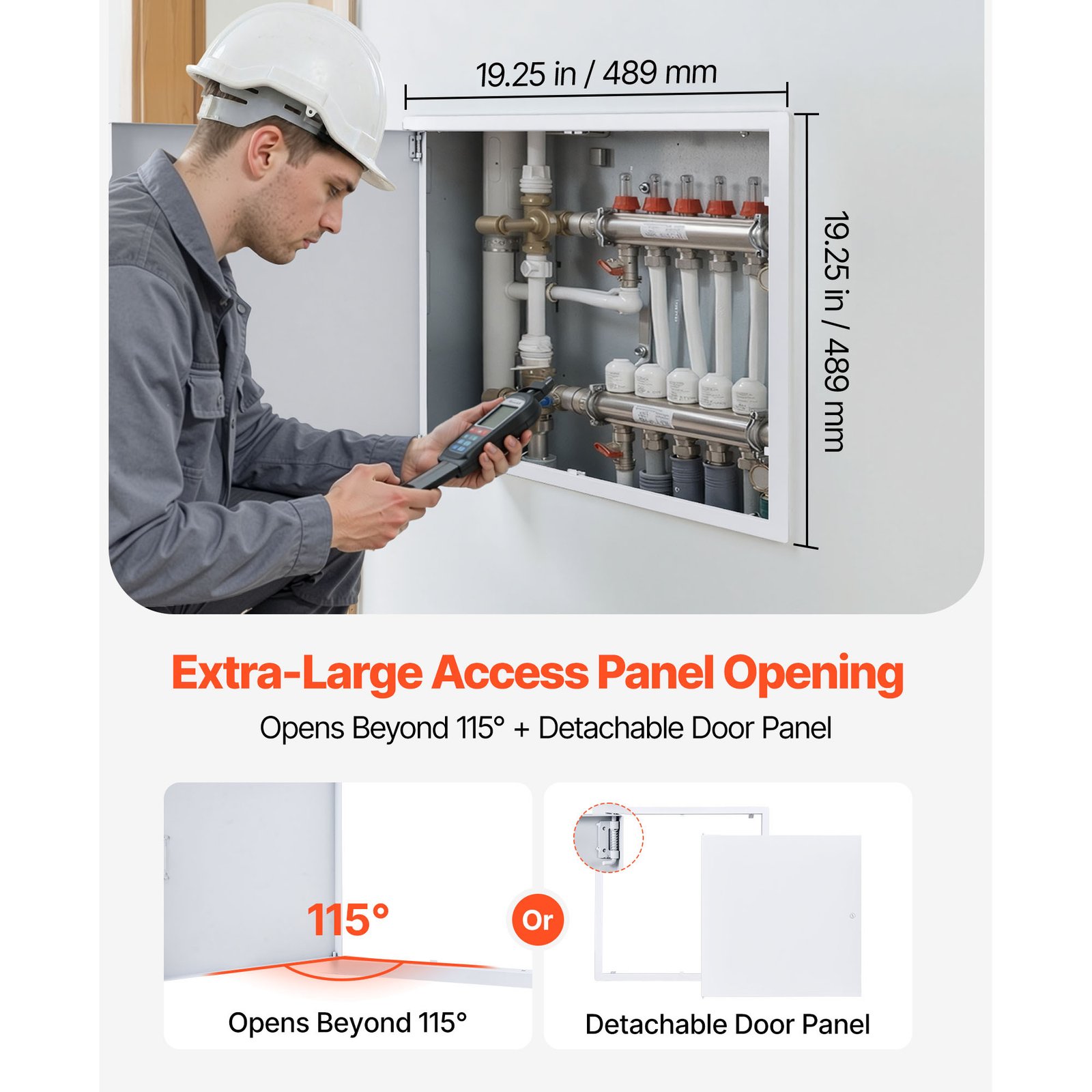 Access Panel For Drywall, 19.2 X 19.2 In Galvanized Steel Access Door, Easy Install Hinged Service Panel With Screwdriver Latch, For Ceiling Plumbing Electrical, 18.4 X 18.4 In Cutout Size White - Image 3
