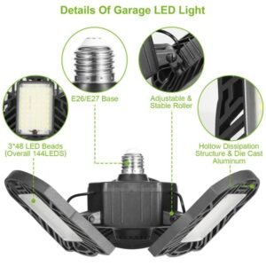 LED Garage Light, IMounTEK E26/E27 80W 7000LM 6500K Garage Ceiling Light Deformable Workshop Lamp LED Ceiling Light Bulbs - Image 3