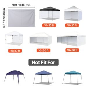 Canopy Sidewalls, Fit For 10 Ft Pop Up Canopy Tent, Tent Side Walls With Waterproof And Sunlight Protection Layer For Outdoor Event Tents, Vendor Booths, Camping, 3 Sidewalls Only, White - Image 5