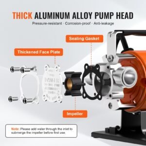 Water Transfer Pump, 120V AC 360 GPH 1/10 HP, Portable Electric Utility Pump With 6 Ft Suction Hose Kit, Carbon Brushes, Impeller, Suction Strainer, For Garden, Rain Barrel, Pool, Pond, Aquarium - Image 3