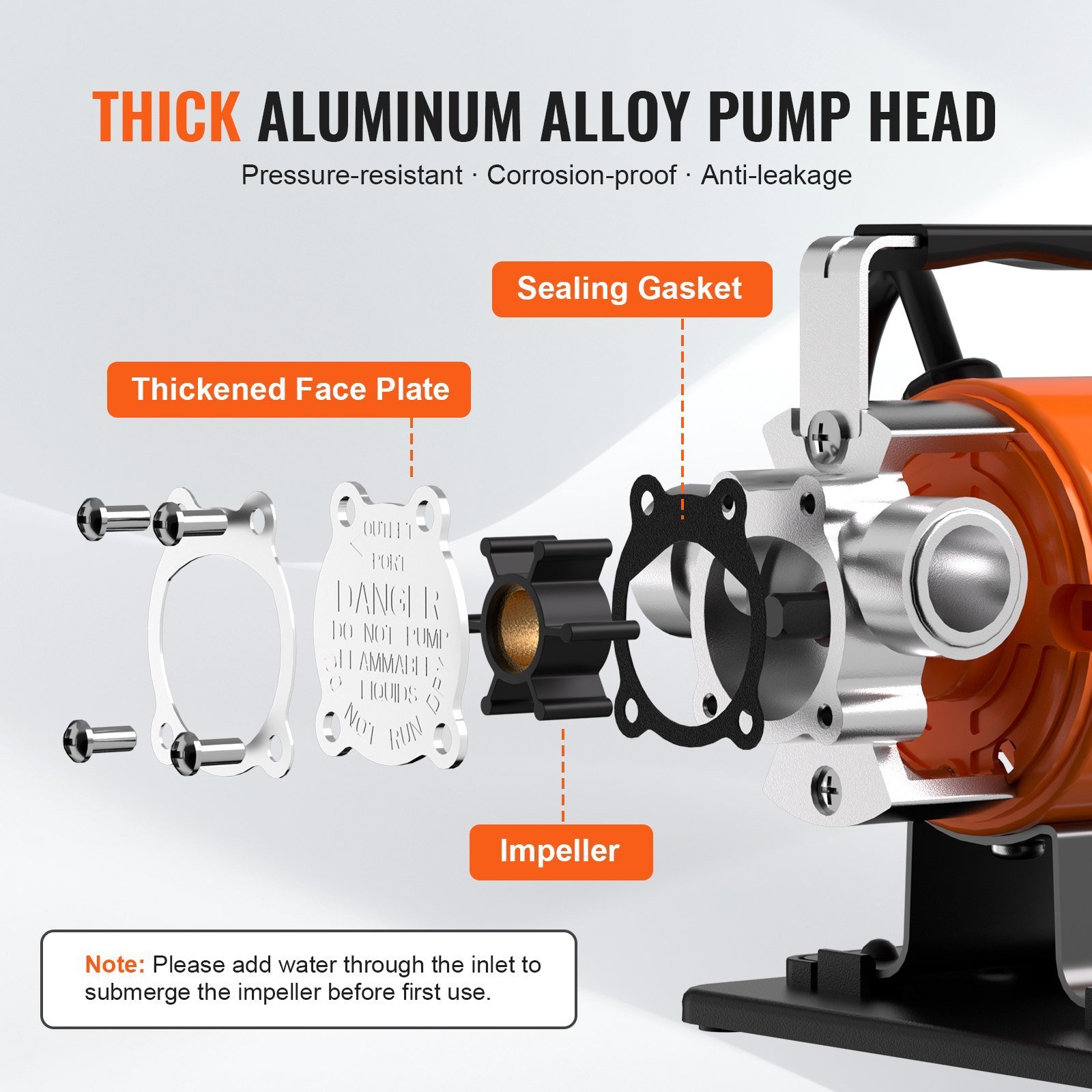 Water Transfer Pump, 120V AC 360 GPH 1/10 HP, Portable Electric Utility Pump With 6 Ft Suction Hose Kit, Carbon Brushes, Impeller, Suction Strainer, For Garden, Rain Barrel, Pool, Pond, Aquarium - Image 3
