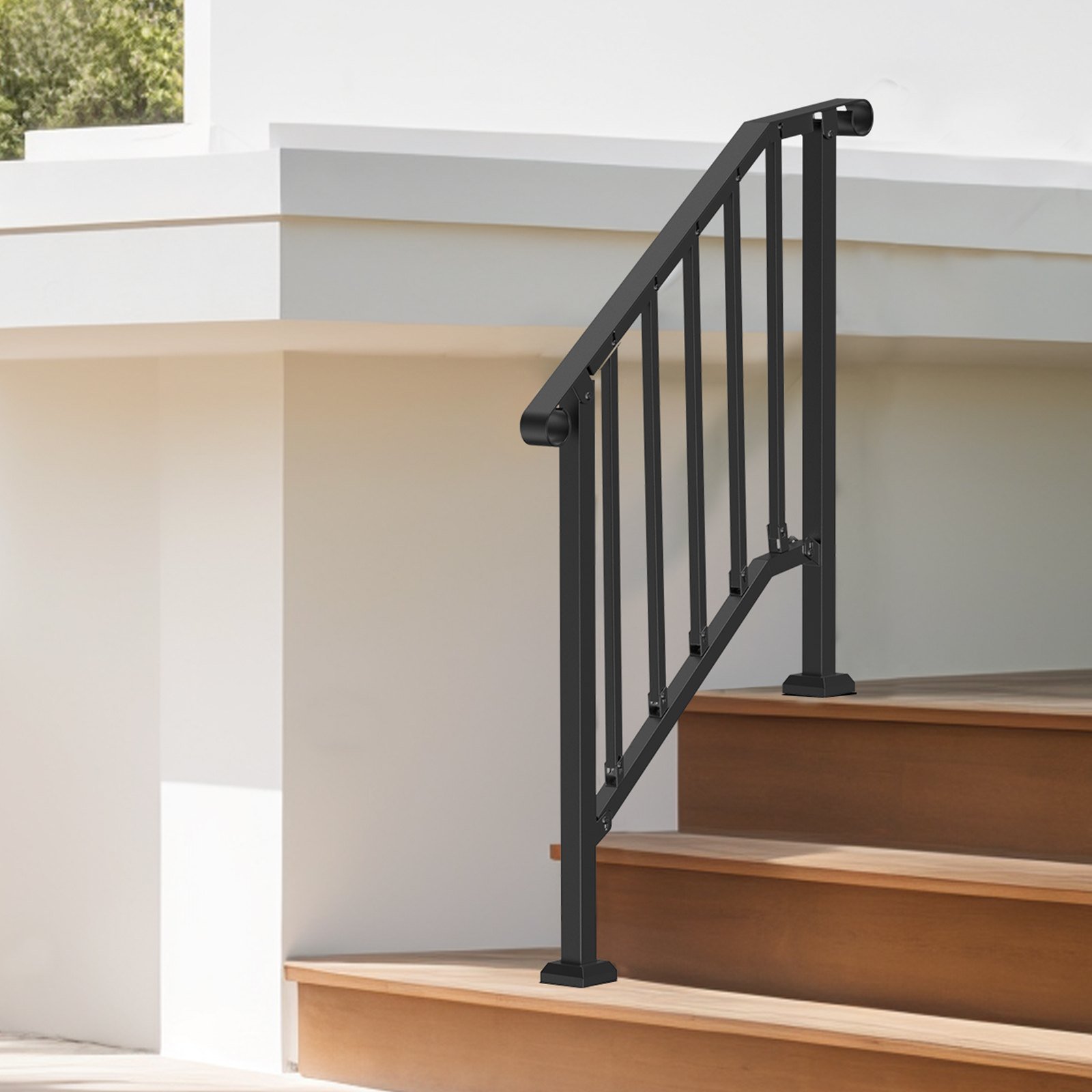 2-3 Step Handrails For Outdoor For Seniors Porch Deck Black Retro Arch - Image 6