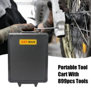 Black Manual Toolbox With 4 Layers Of Tool Sets And Wheels - Image 5