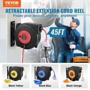 Retractable Extension Cord Reel Power Cord Reel 45FT 12AWG/3C SJTOW - Image 5