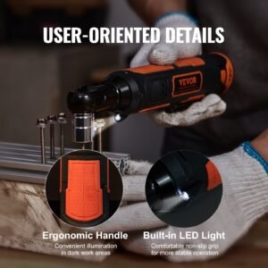 3/8" Cordless Electric Ratchet Wrench Set, 12V 33 Ft-lbs Power Ratchet Tool Kit, 45-Min Fast Charge, 2-Pack 2.0Ah Battery, Built-in LED Light, Variable Speed Trigger, 10 Sockets - Image 3