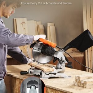 Compound Miter Saw 10-Inch Blade 15 Amp Motor 60-Tooth Corded Single Bevel 0-45° - Image 4
