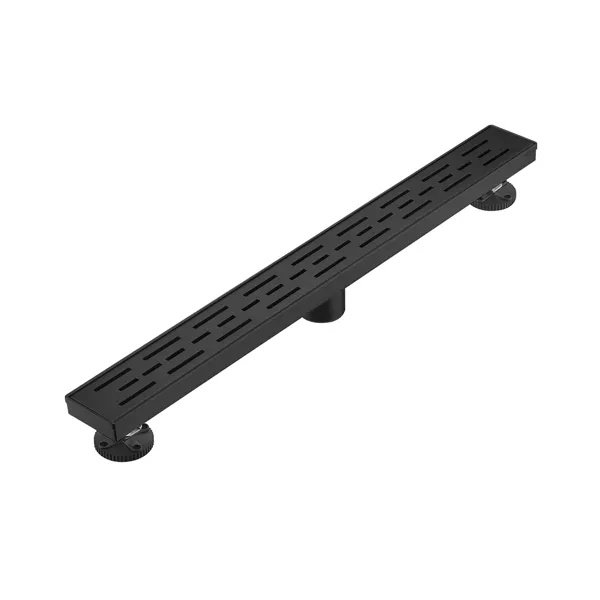 28 Inch Linear Shower Drain With Removable Brick Patterned Grate Cover, 304 Stainless Steel Shower Floor Drain With Hair Strainer And Leveling Feet