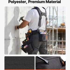 Tool Belt, 19 Pockets Tool Pouch With Suspenders For Men, Heavy Duty Adjustable Utility Belt Work Bag Detachable Suspension Rig For Electrician, Carpenter, Construction, Adjust Waist 31 To 51in - Image 5