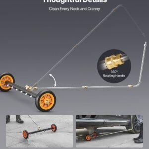 24' Pressure Washer Undercarriage Cleaner With 2 Wheels 2 Extended Wands - Image 2
