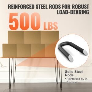 28' Hairpin Furniture Legs, Metal Home DIY Projects For Nightstand, Coffee Table, Desk, 500lbs Load Capacity With Rubber Floor Protectors, Metal Heavy Duty Sturdy Modern Table Legs, 4PCS Black - Image 2