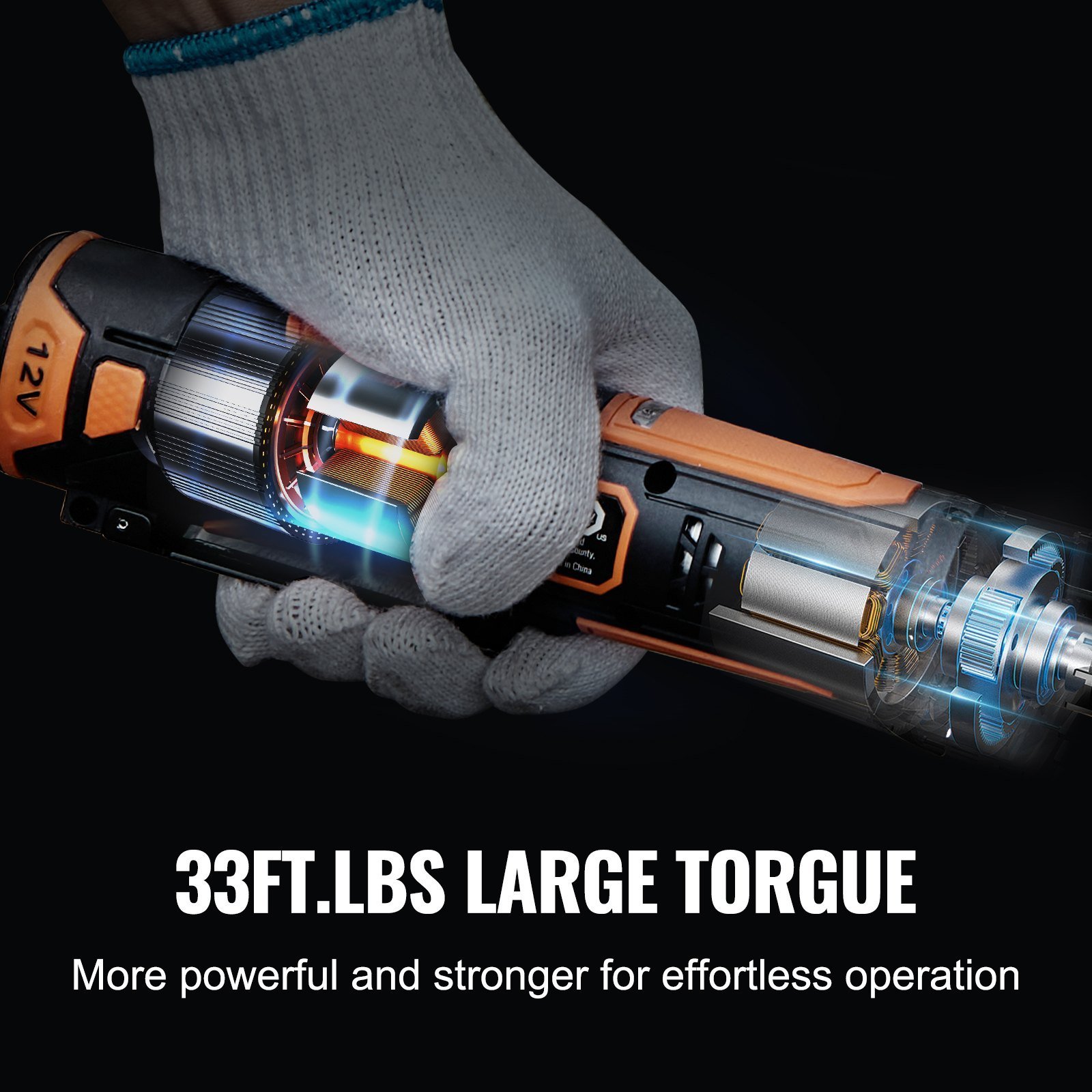 3/8" Cordless Electric Ratchet Wrench Set, 12V 33 Ft-lbs Power Ratchet Tool Kit, 45-Min Fast Charge, 2-Pack 2.0Ah Battery, Built-in LED Light, Variable Speed Trigger, 10 Sockets - Image 5
