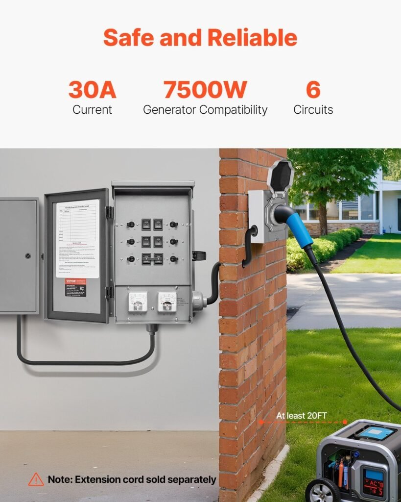 Manual Transfer Switch 30A Generator Transfer Switch Kit NEMA 3R 7500W 120/240V