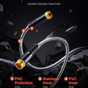 Metal Garden Hose 75 Ft, Rust Proof Stainless Steel Water Hose, Heavy Duty Backyard Hose With 10 Function Nozzle, No-Kink & Flexible Water Pipe, Lightweight Metal Hose For Yard, Outdoor - Image 2