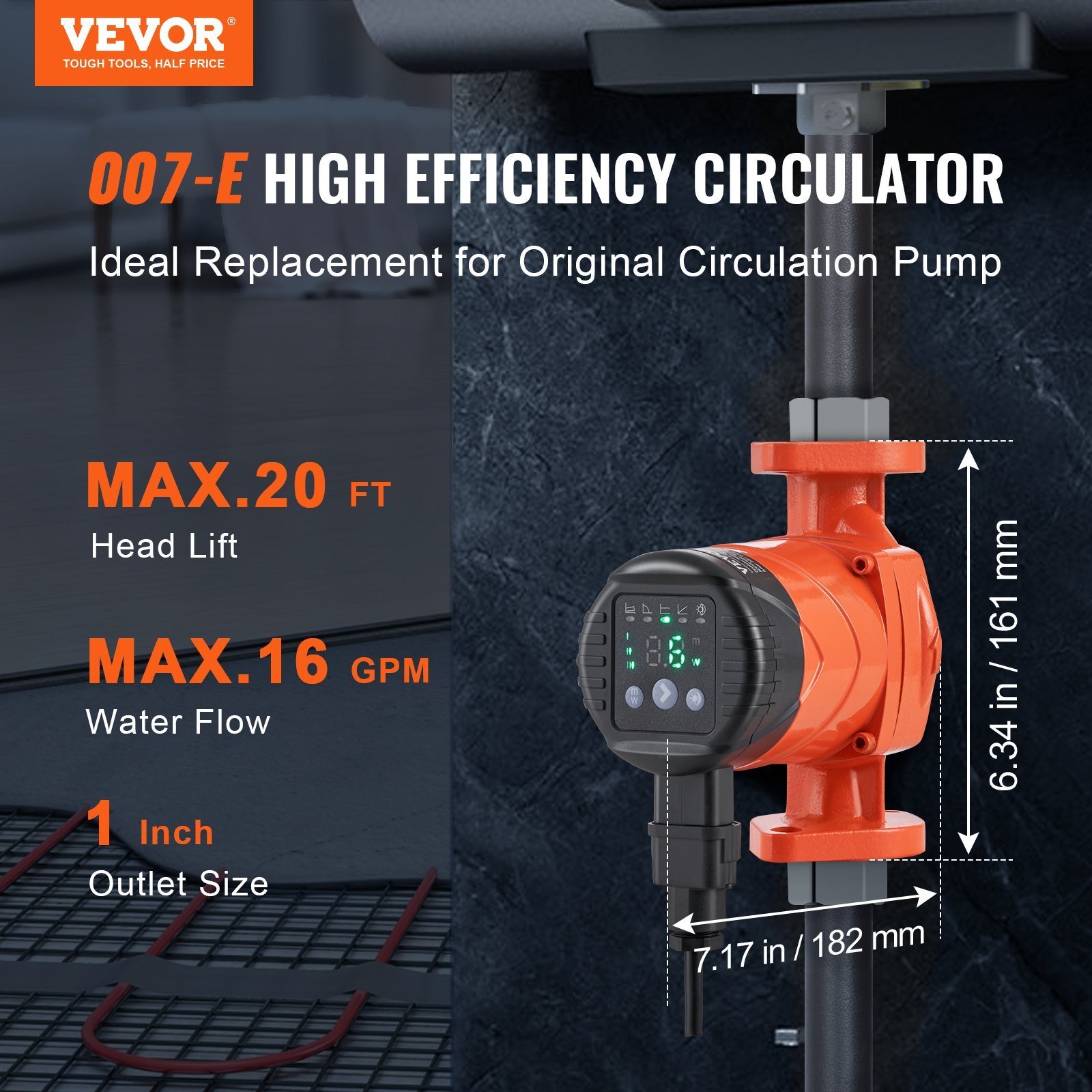 007E-2F2 High Efficiency Circulation Pump 110V 42W EMC Circulator Pump - Image 2
