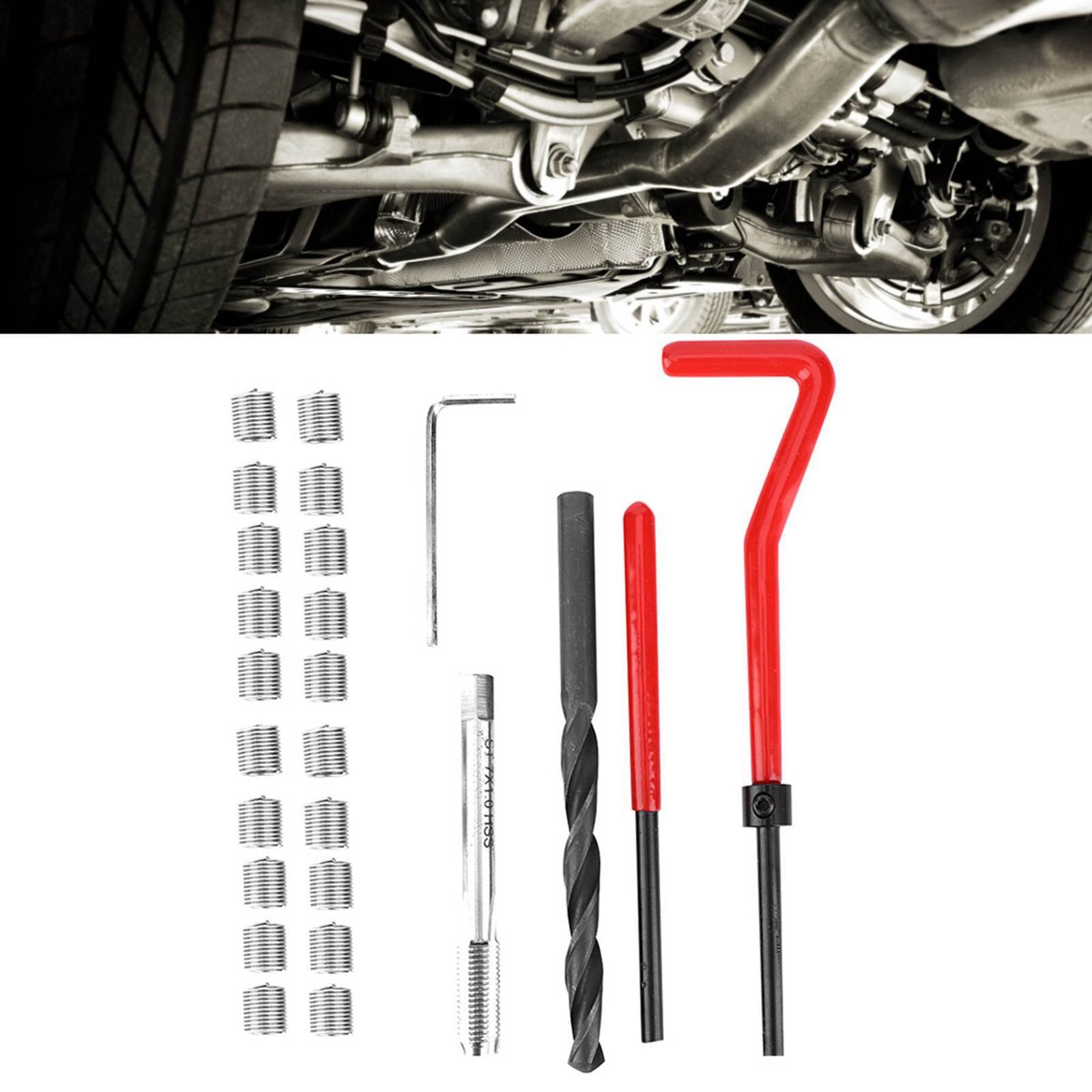 25Pcs Thread Repair Kit Stainless Steel Twisted Drill Wrench Threaded Insert Tap Insertion Tool M7x1 - Image 2