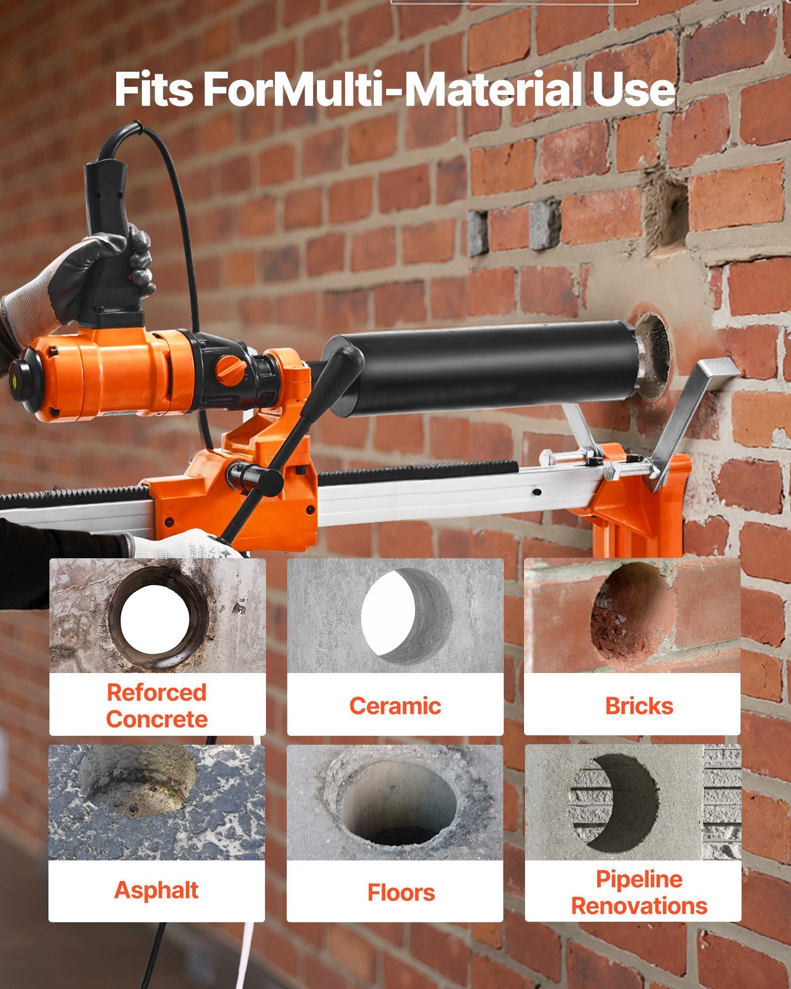 Diamond Core Drill Machine Handheld And Stand Concrete Core Drill Rig 8 In - Image 2