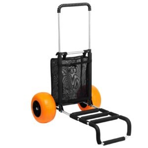 Beach Dolly With Big Wheels For Sand, 29.9' X 15.4' Cargo Deck, W/ 12' Foam Wheels, 165LBS Loading Capacity Folding Sand Cart & 27' To 44.7' Adjustable Height, Heavy Duty Cart For Beach - Image 1