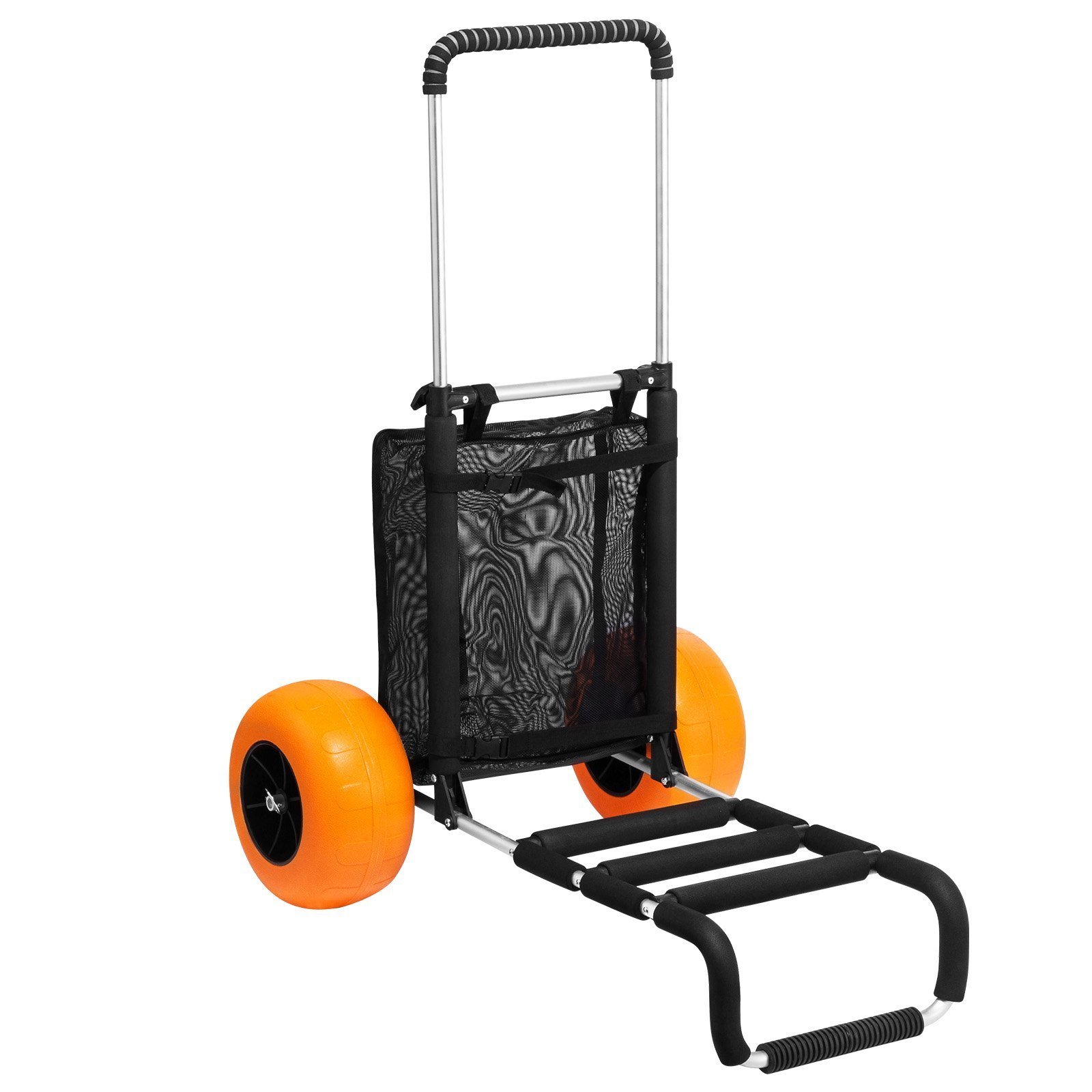 Beach Dolly With Big Wheels For Sand, 29.9' X 15.4' Cargo Deck, W/ 12' Foam Wheels, 165LBS Loading Capacity Folding Sand Cart & 27' To 44.7' Adjustable Height, Heavy Duty Cart For Beach - Image 1