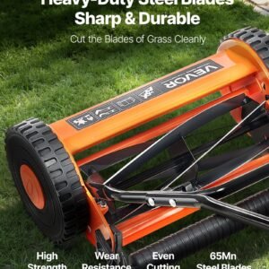 14' Manual Push Reel Lawn Mower 5-Blade Adjustable Height Grass Catcher 2 Wheels - Image 2