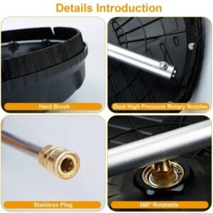 15in Power Washer Surface Cleaner High Pressure Flat Surface Cleaner 4000PSI Disc Power Washer Broom - Image 4