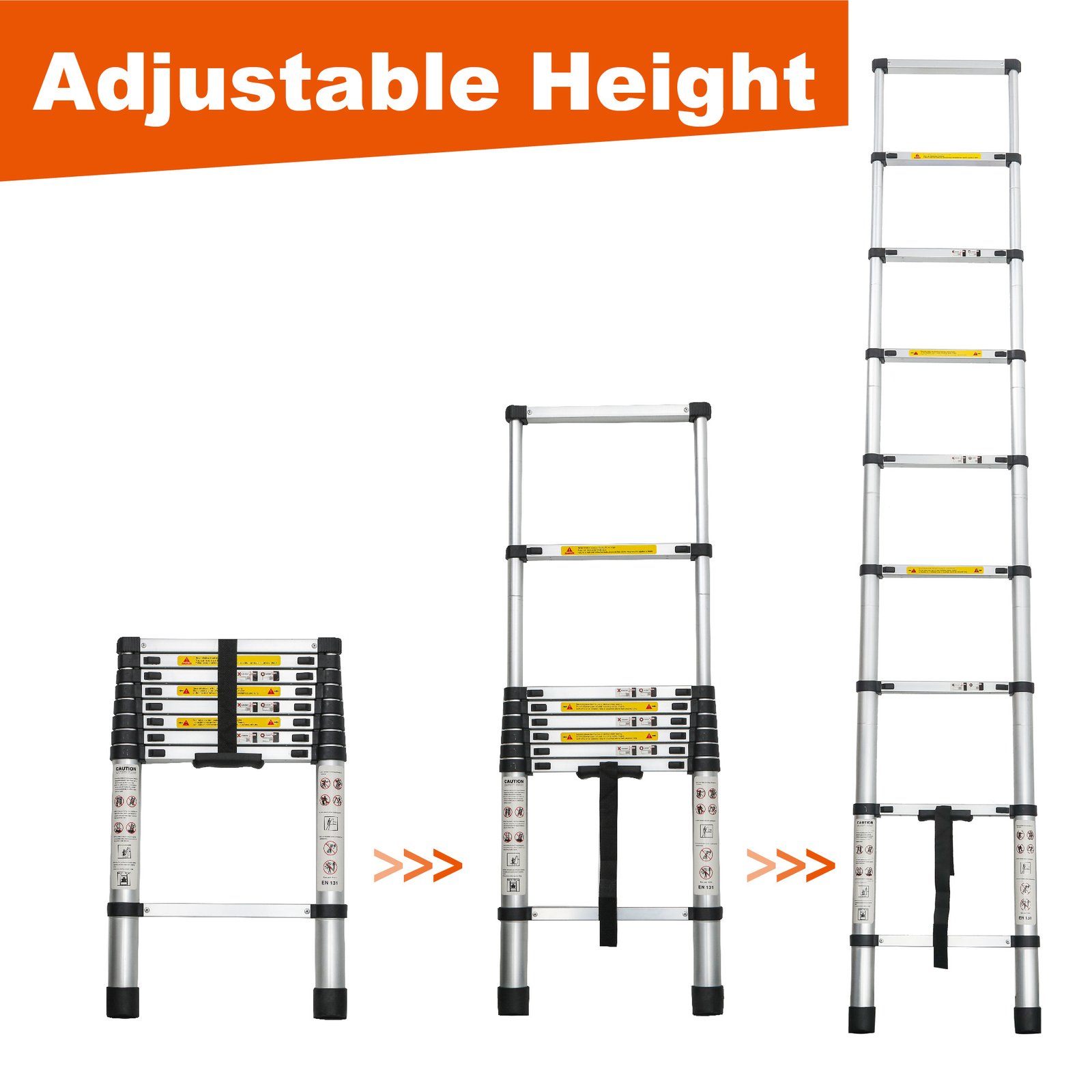 Telescoping Ladder 8.5FT, Telescopic Extension Ladder, Aluminum Alloy Folding Ladder Portable Multi-Purpose For Indoor Outdoor Work, Heavy Duty 300 Lbs Load - Image 5