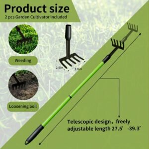 Telescopic Handle Five-tooth Rake - Image 3