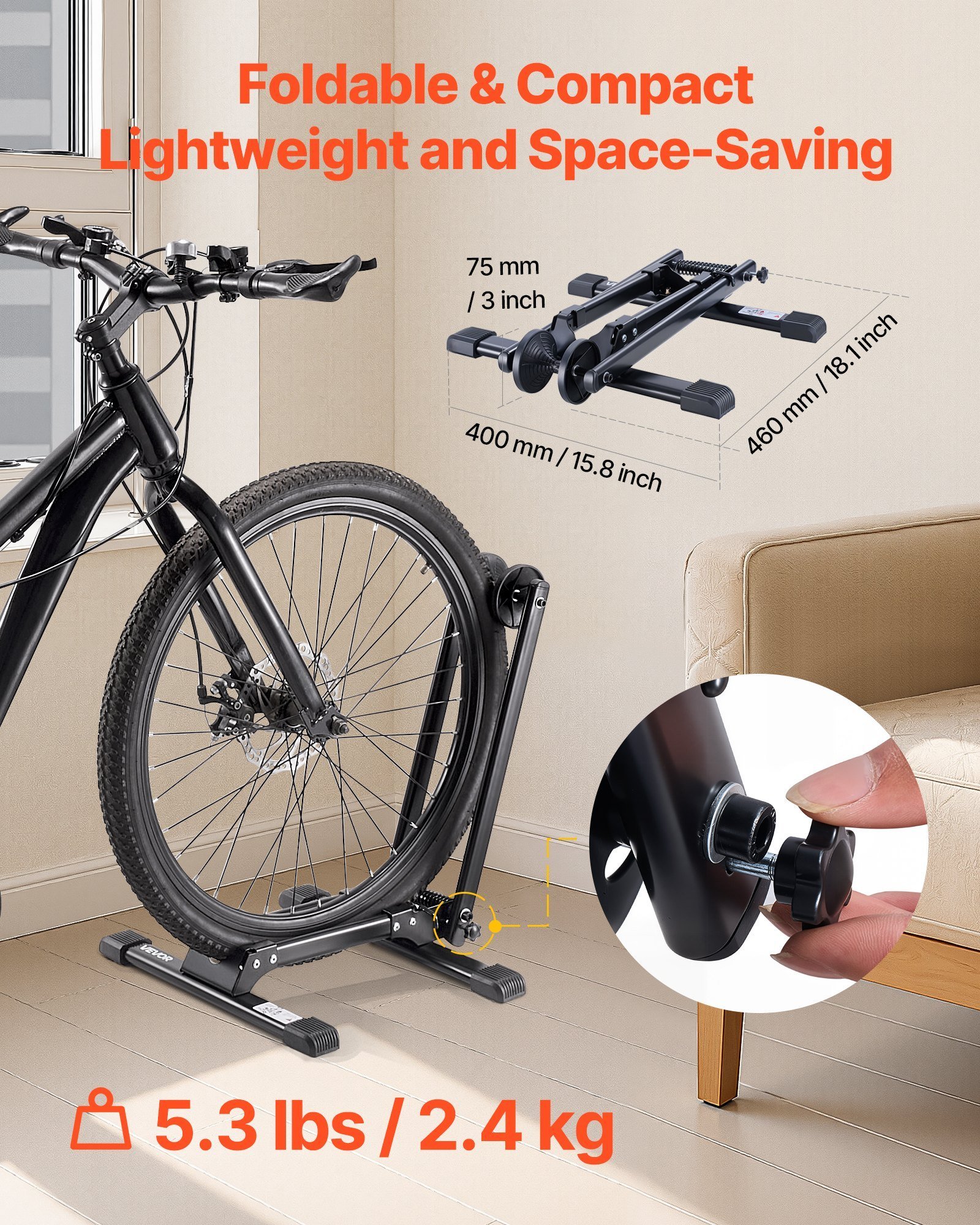 Foldable Bike Rack For 20 To 29 Inch Mountain & Road Bikes Storage Stand 2 Pack - Image 2