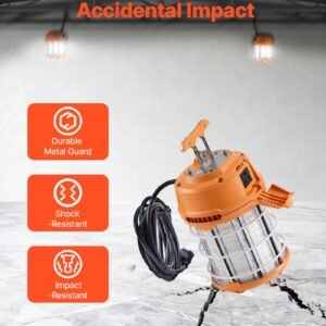 LED Temporary Work Light, 100W, 14400 Lm, 5000K Durable & Water-Resistant, Linkable Up To 8 Units, Ceiling Or Stand Job Site Illumination For Construction Sites, Workshops, Indoor & Outdoor Use - Image 4